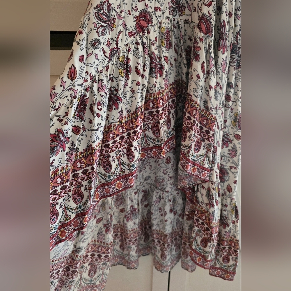 Umgee Floral Bohemian Maxi Dress - Red and Cream - Picture 4 of 6